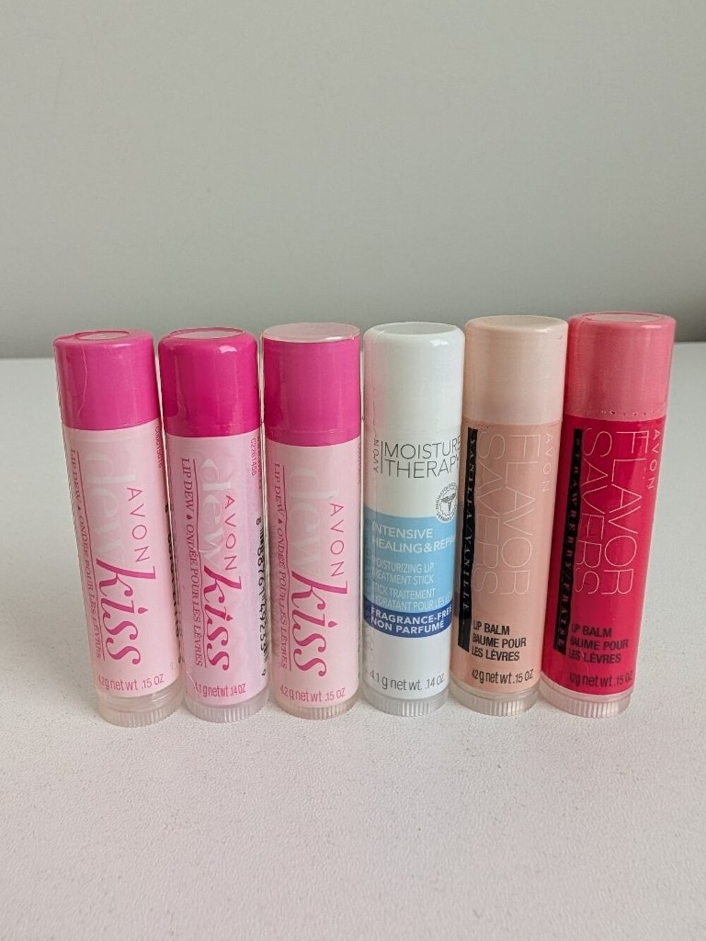 Avon Dew Kiss Lip Balm Vanilla Strawberry Moisture Therapy Lot of 6 SEALED